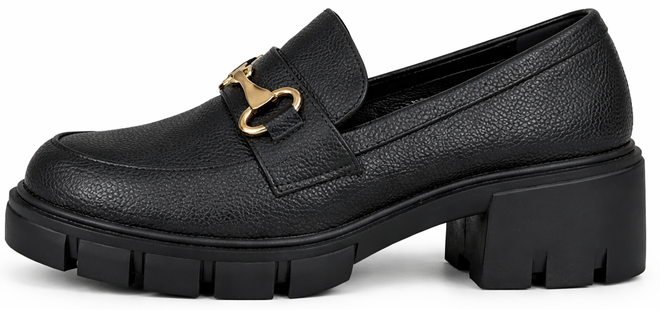 CZARNE PÓŁBUTY MOKASYNY MATOWE Z ŁAŃCUCHEM WSUWANE 3