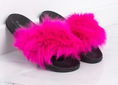  KLAPKI Z DŁUGIM FUTERKIEM FUKSJA FURLY
