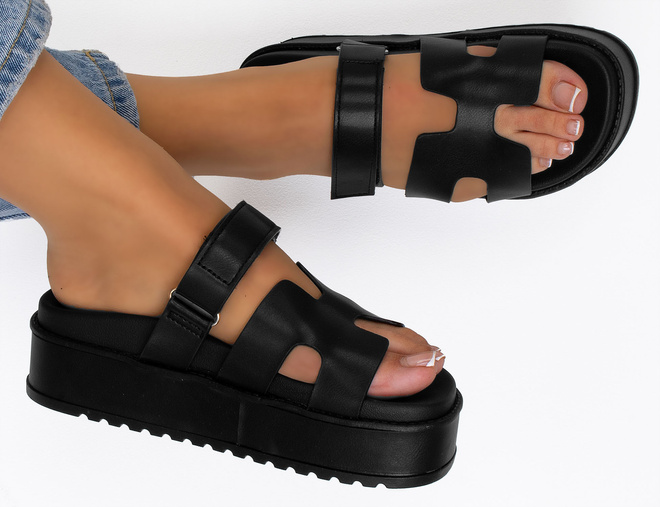 CZARNE DAMSKIE KLAPKI ELEGANCKIE PASKI MORA 4