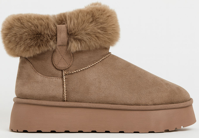 BEŻOWE KHAKI OCIEPLANE ŚNIEGOWCE BOTKI NA PLATFORMIE FRELINA 1