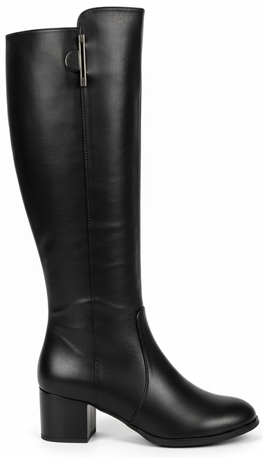 CZARNE DAMSKIE KOZAKI SKÓRZANE NA SŁUPKU OCIEPLANE  KENZA 2