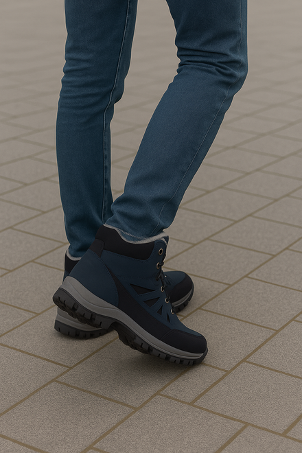 GRANATOWE MĘSKIE OCIEPLANE BUTY TREKKINGOWE ŚNIEGOWCE 6