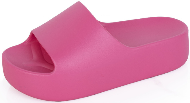 FUKSJA DAMSKIE GUMOWE KLAPKI NA GRUBEJ PODESZWIE EMBAR 3