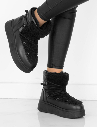 CZARNE ŚNIEGOWCE BOTKI NA PLATFORMIE OCIEPLANE ALIA