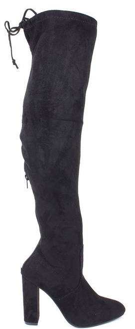 CZARNE ZAMSZOWE KOZAKI ZA KOLANO RAMONA 2