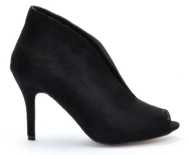 CZARNE ZAMSZOWE  BOTKI Z WYCIĘCIEM MOLIERRO 1