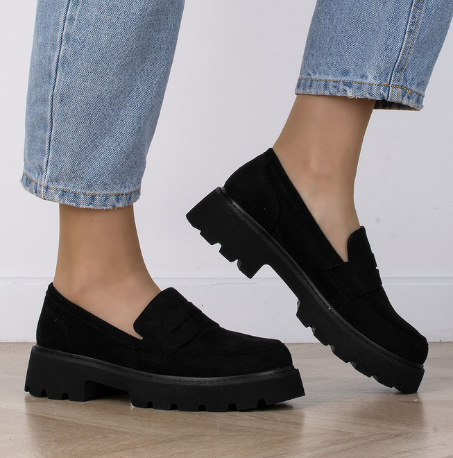 CZARNE MOKASYNY ZAMSZOWE DAMSKIE WSUWANE SLIP ON BELISE 7