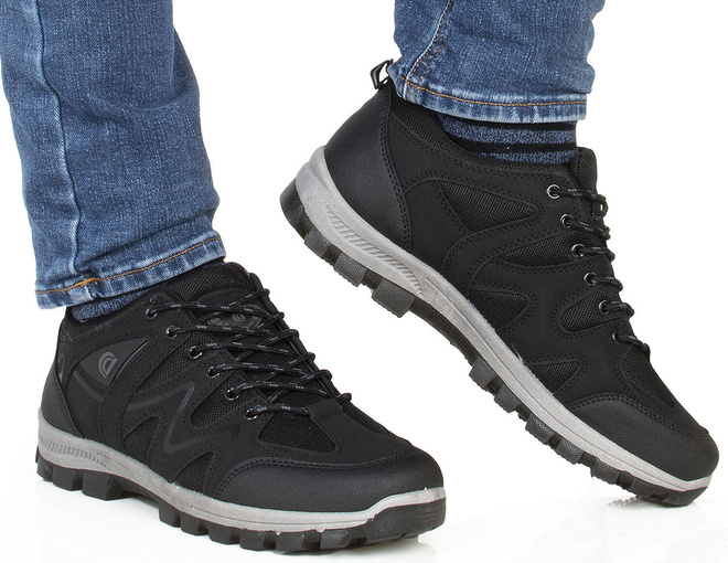 CZARNE MĘSKIE OCIEPLANE BUTY TREKKINGOWE 4