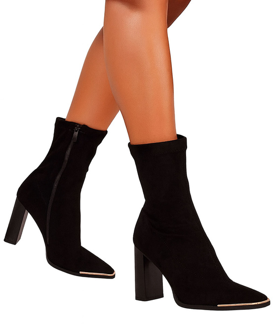 CZARNE DAMSKIE BOTKI NA SŁUPKU ZAMSZOWE ZA KOSTKĘ RALVILA 4