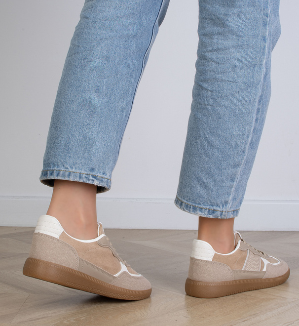 DAMSKIE BEŻOWE SNEAKERSY TRAMPKI REJA 6
