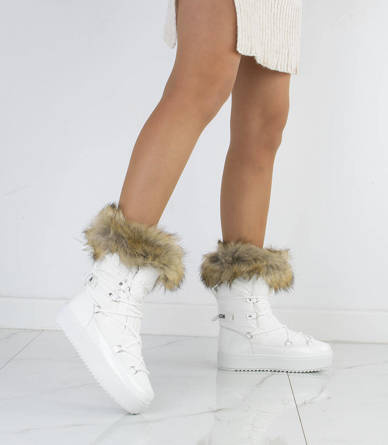 BIAŁE  ŚNIEGOWCE BOTKI Z FUTERKIEM SNOW