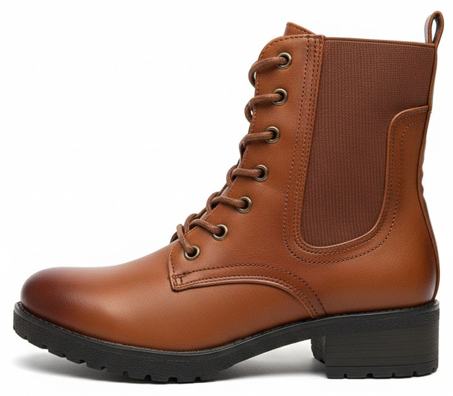 CAMEL SKÓRZANE BOTKI DAMSKIE OCIEPLANE TRAPERY GLANY 3