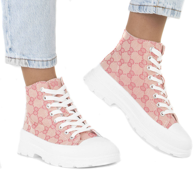 RÓŻOWE WYSOKIE TRAMPKI PALLADI 4