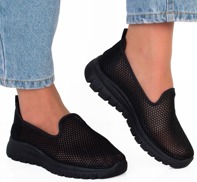 CZARNE TENISÓWKI AŻUROWE SLIP ON WSUWANE ALODIA 2