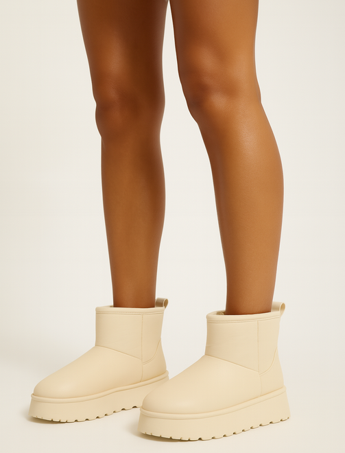 BEŻOWE OCIEPLANE ŚNIEGOWCE BOTKI NA PLATFORMIE SOLVE 5