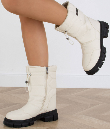 BEŻOWE ŚNIEGOWCE BOTKI  OCIEPLANE NA PLATFORMIE ERIN