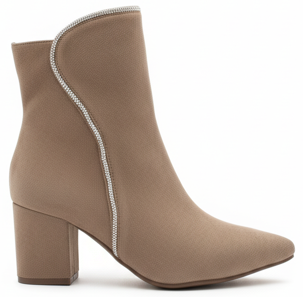 BEŻOWE DAMSKIE BOTKI ZAMSZOWE NA SŁUPKU ZAMEK ARABELA 1