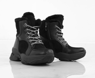 CZARNE DAMSKIE BOTKI OCIEPLANE AKIVA