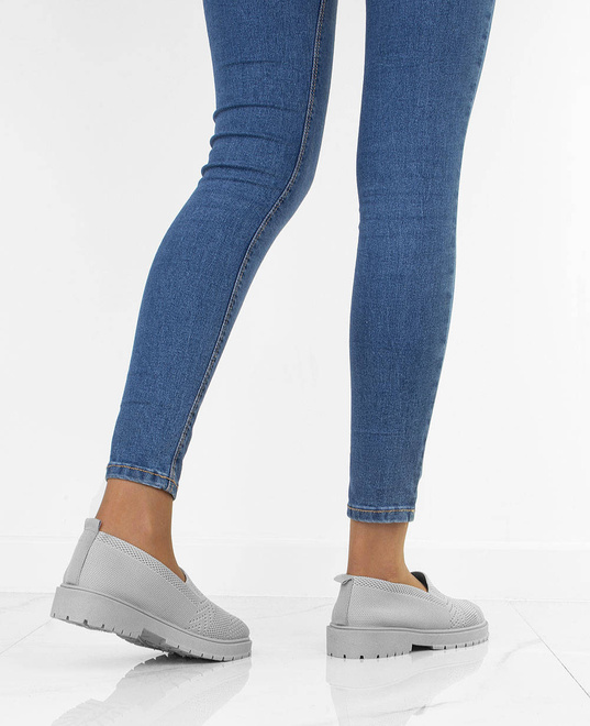 SZARE TENISÓWKI MOKASYNY KORONKOWE HAPE 11