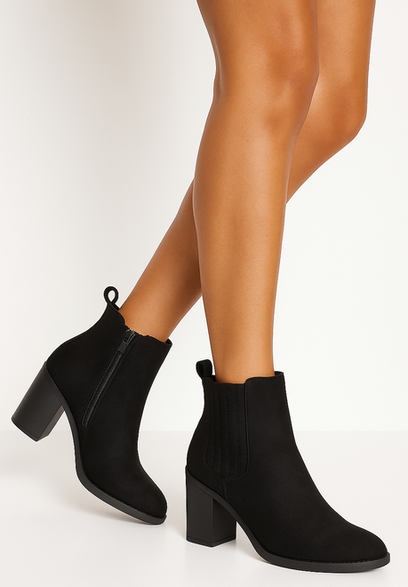 CZARNE DAMSKIE BOTKI NA SŁUPKU ZAMSZOWE OCIEPLANE TOGO 5