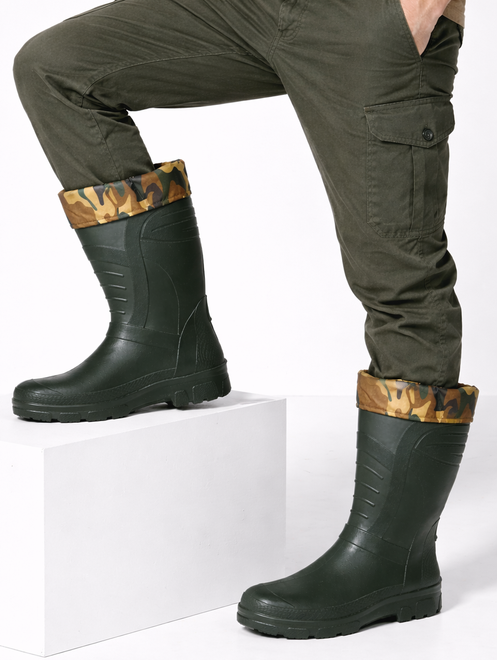 ZIELONE MĘSKIE KALOSZE PIANKOWE WYSOKIE 6