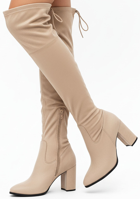 BEŻOWE DAMSKIE ZAMSZOWE KOZAKI NA ZAMEK TESSA 6