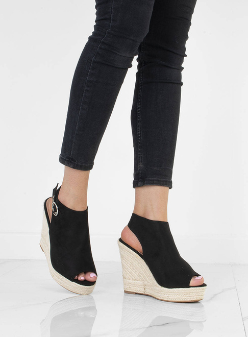 CZARNE SANDAŁY ESPADRYLE NA KOTURNIE BARIS