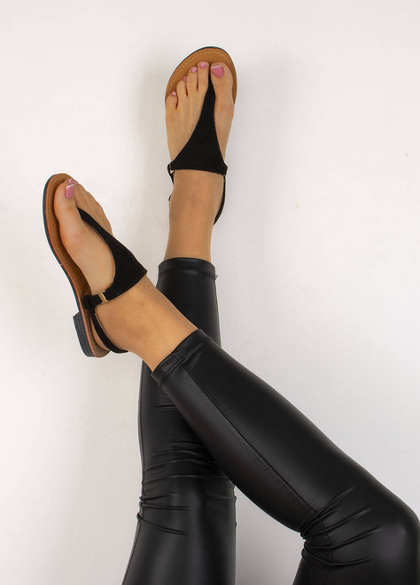 KLAPKI CZARNE ZAMSZOWE JAPONKI DAMSKIE ABBY 5