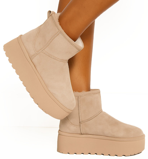 BEŻOWE OCIEPLANE ŚNIEGOWCE BOTKI NA PLATFORMIE EDDIE 4