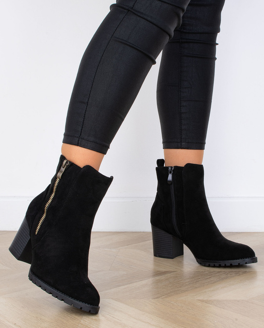 CZARNE DAMSKIE BOTKI NA SŁUPKU ZAMSZOWE GOLIA 5