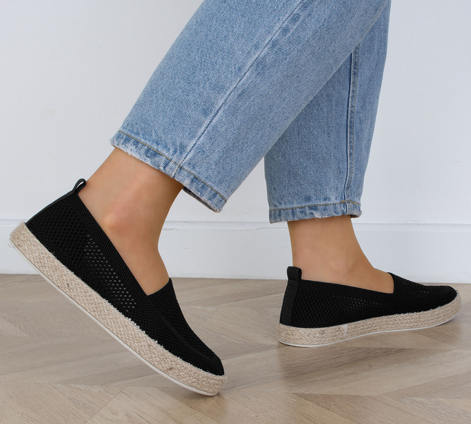 CZARNE KORONKOWE ESPADRYLE TENISÓWKI LUCJA 7