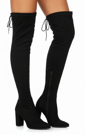 CZARNE DAMSKIE ZAMSZOWE KOZAKI NA ZAMEK TESSA