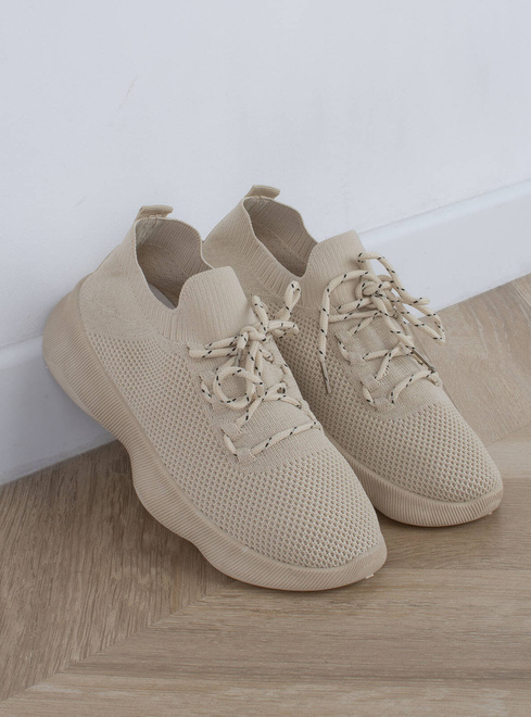 BEŻOWE DAMSKIE SNEAKERSY SPORTOWE TRAMPKI KAMALI 9
