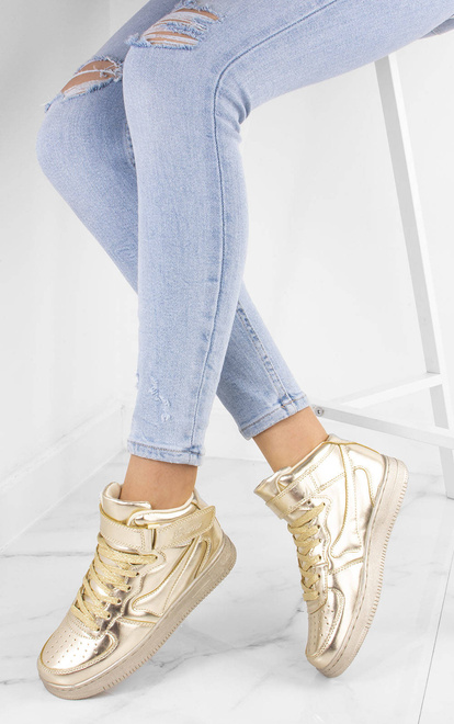 ZŁOTE WYSOKIE BUTY SPORTOWE MEGI 7