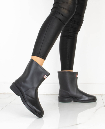 CZARNE MATOWE KALOSZE BOTKI WSUWANE