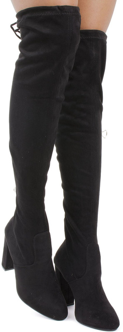 CZARNE ZAMSZOWE KOZAKI ZA KOLANO RAMONA 1