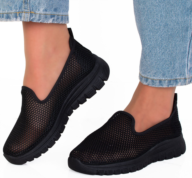 CZARNE TENISÓWKI AŻUROWE SLIP ON WSUWANE ALODIA 4