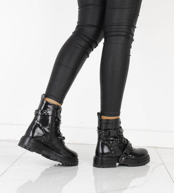 CZARNE TRAPERY BOTKI OCIEPLANE WORKERY Z DŻETAMI 7