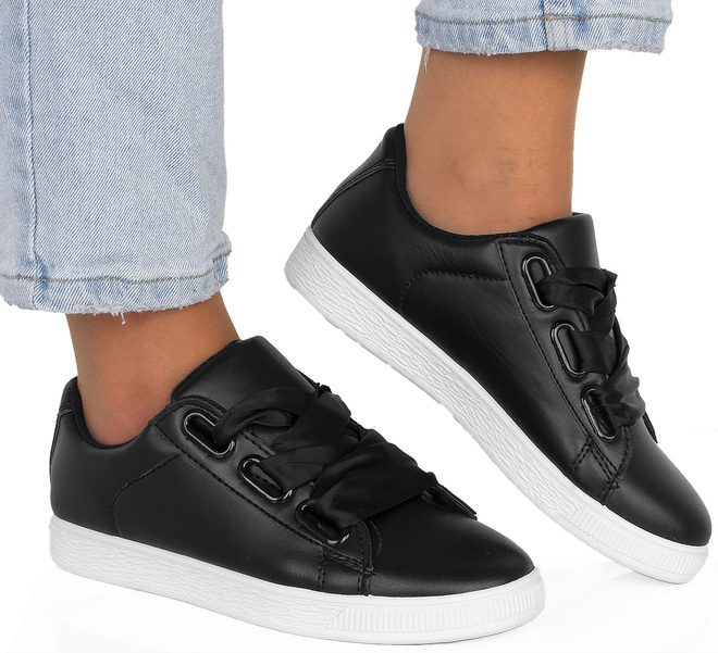CZARNE DAMSKIE SNEAKERSY TRAMPKI SKÓRZANE SETES 4