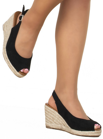 CZARNE SANDAŁY NA KOTURNIE ESPADRYLE ARIVA