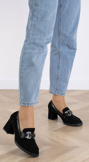 CZARNE PÓŁBUTY NA GRUBYM SŁUPKU KLASYCZNE ADRIEL 5