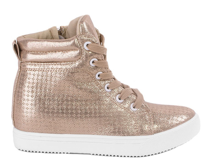 ZŁOTE SNEAKERSY NA KOTURNIE TRAMPKI THEA 1
