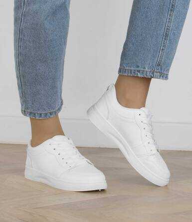 BIAŁE SNEAKERSY TRAMPKI KLASYCZNE NA PLATFORMIE MONIKA
