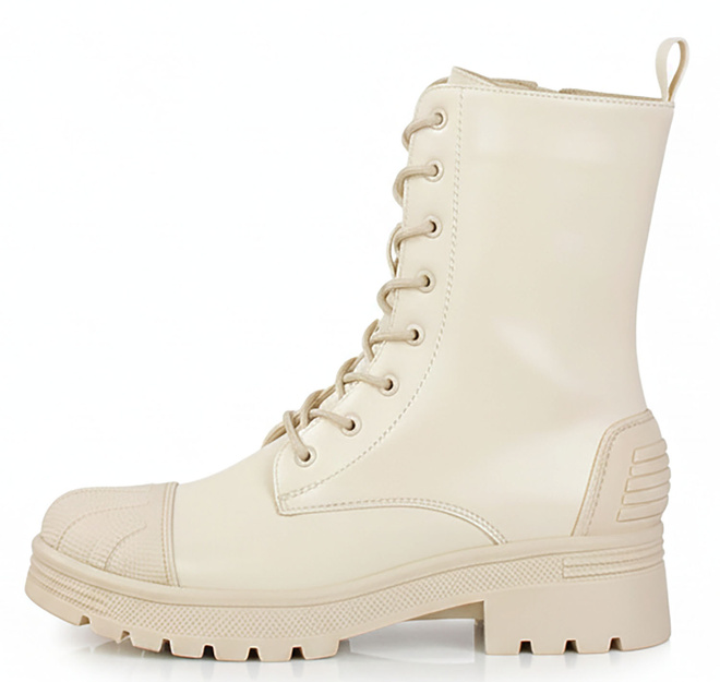 BEŻOWE OCIEPLANE BOTKI TRAPERY EKOSKÓRA LAUREN 3