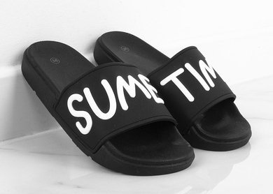 CZARNE GUMOWE PIANKOWE KLAPKI SUMER