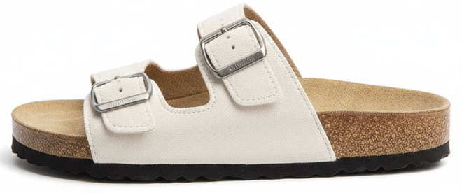 BEŻOWE KLAPKI Z KLAMRAMI ZAMSZOWE NA KORKU 3