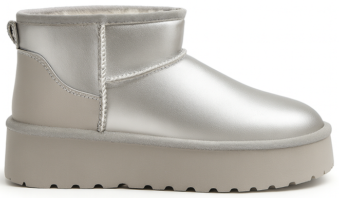 SREBRNE OCIEPLANE ŚNIEGOWCE BOTKI NA PLATFORMIE GOLD FALON 1