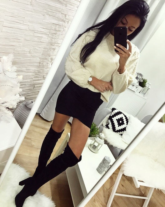 CZARNE ZAMSZOWE KOZAKI ZA KOLANO RAMONA 4