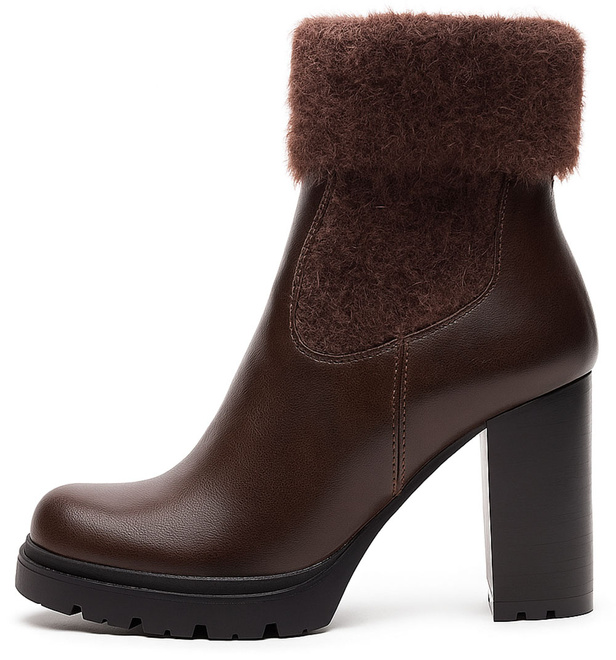  SKÓRZANE BRĄZOWE BOTKI NA OBCASIE NA SŁUPKU OCIEPLANE BIGI 3