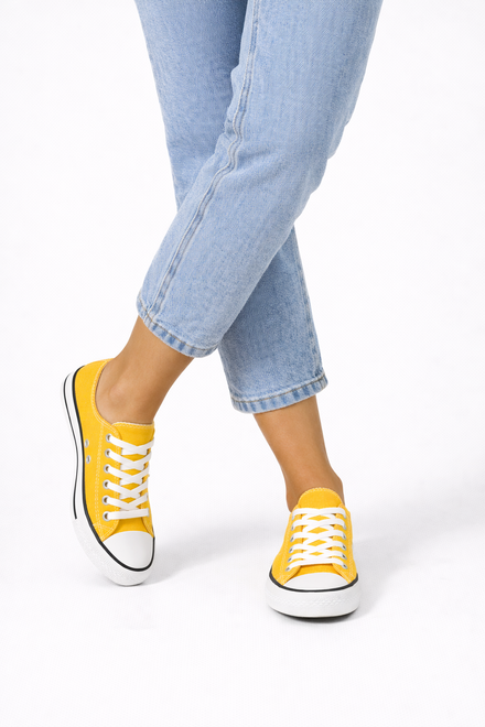 ŻÓŁTE KLASYCZNE NISKIE TRAMPKI TENISÓWKI SZNUROWANE 5
